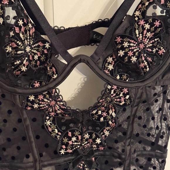 New! For Love and Lemons Caprice Bow Detail Teddy Black 31608 - Picture 7 of 15